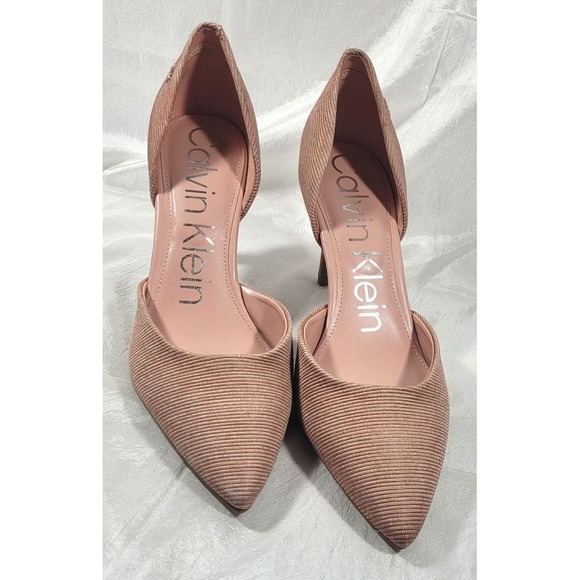 Calvin Klein Shoes - Clavin Klein Women's Gloria Ribbed High Heel Pumps - Ash Rose - Size 9M